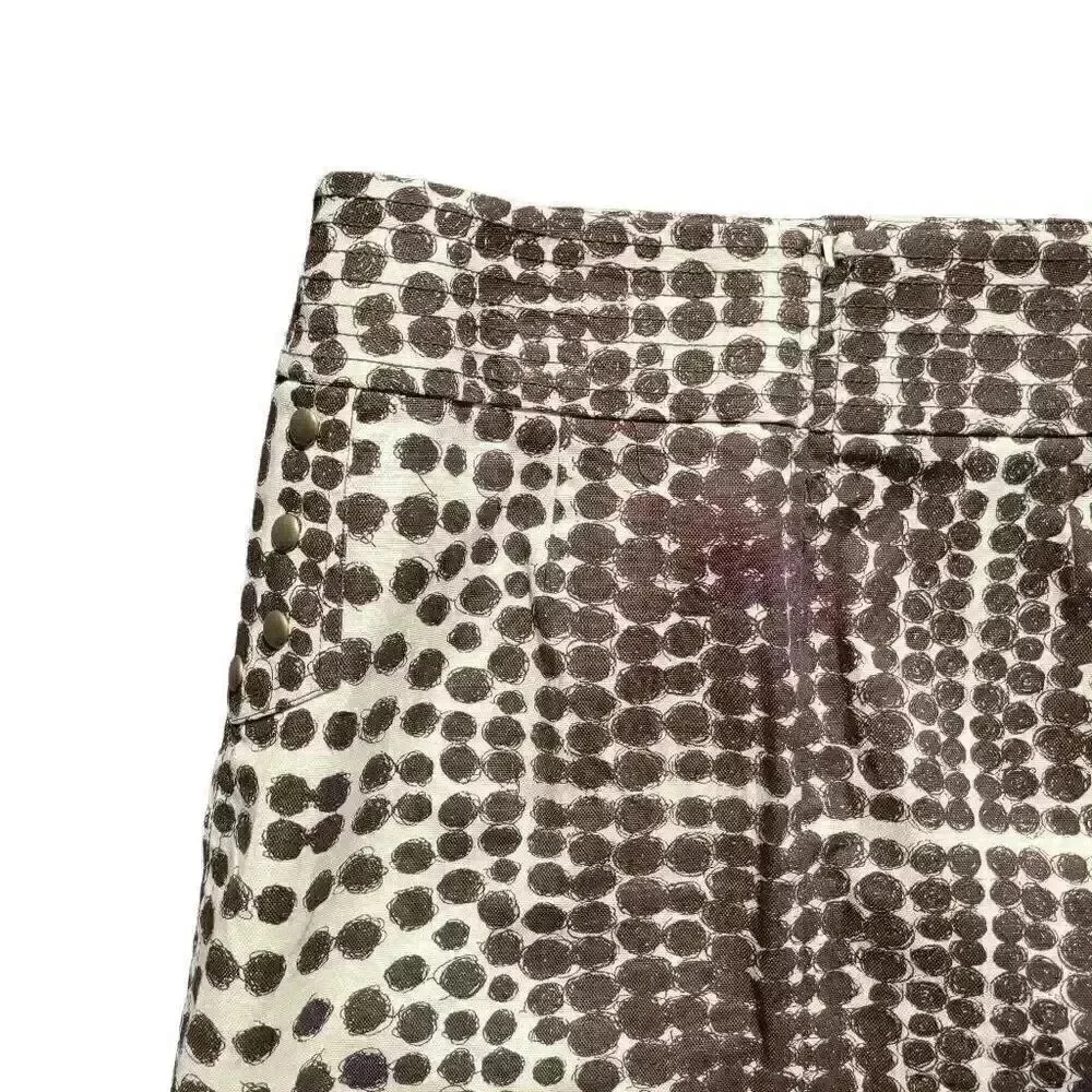 Ideology Women's Ivory & Brown Poly Circle Print Straight Skirt w Stud Accents - Picture 6 of 14